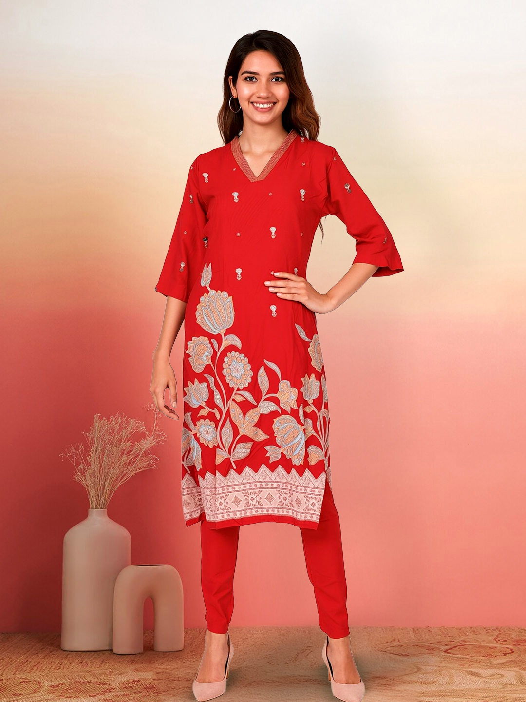 Picture of A Blend of Tradition and Elegance Embroidered Kurta with Pant Set